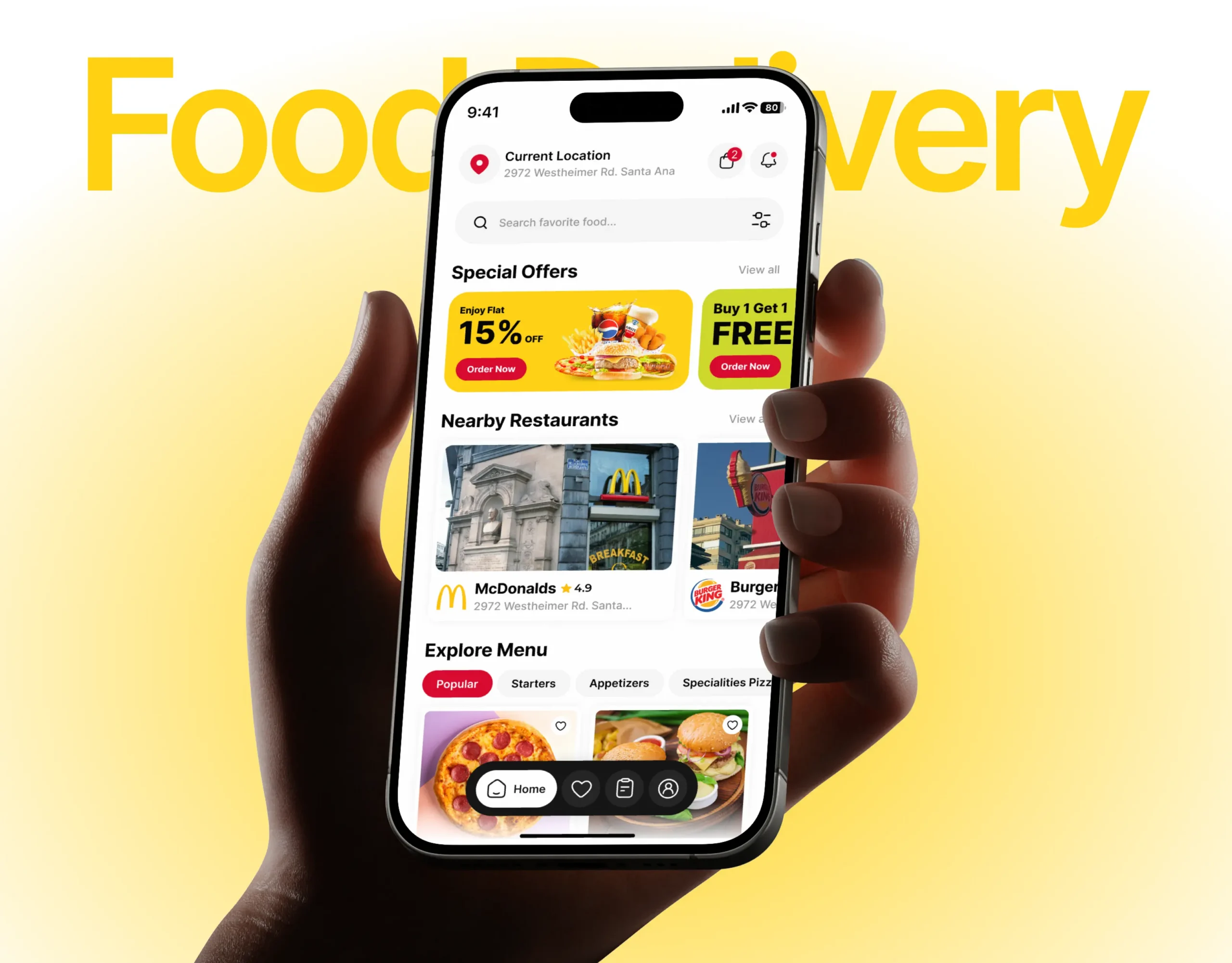 Food Ordering App UI UX Mockup